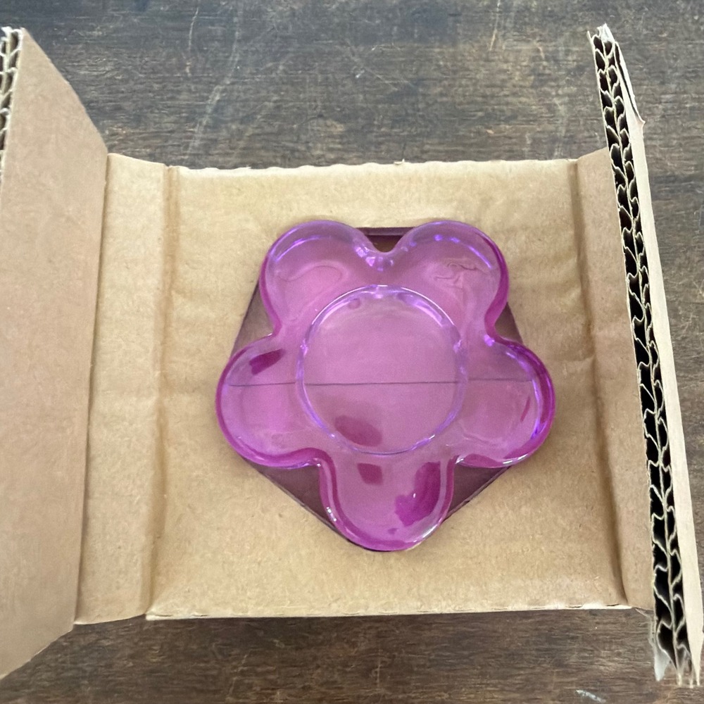 Retired PartyLite Color Lites Purple Flower Glass Tealight Holders Y2K‎ Lot of 2 - Picture 7 of 8